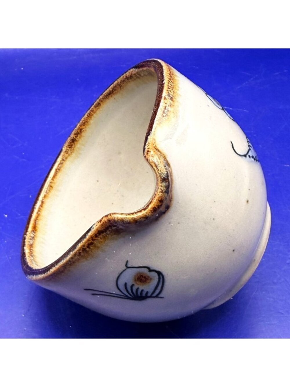 El Palomar Mexico Pottery Creamer Pitcher Vintage Blue Bird Floral Stoneware Mug - Picture 9 of 13